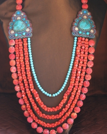 Sponge Coral & Turquoise Necklace